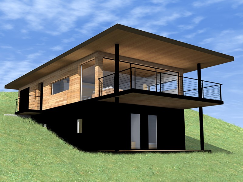 Maison ossature bois sur terrain de forte pente - NaturArch