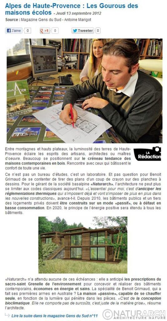 NaturARCH, Article Gens du Sud Architecture haut de gamme, Alpes-de-Haute-Provence