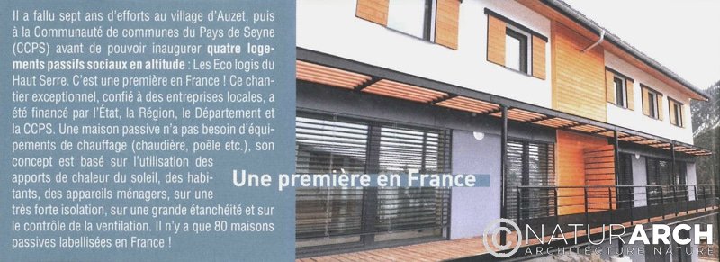 NaturARCH, Presse conseil général 04, Architecture conception bioclimatique, Alpes-de-Haute-Provence
