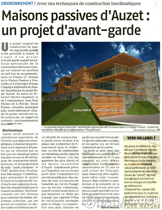 NaturARCH, architecture durable, article maison passive Auzet PACA