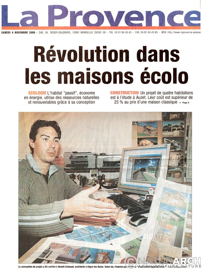 NaturARCH, Presse Eco La Provence révolution dans les maisons écolo, Architecture écologique, Maison passive, PACA